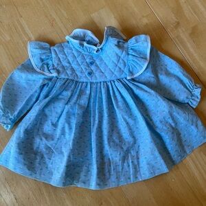 Blue Quilted Baby Dress with Ruffle Collar